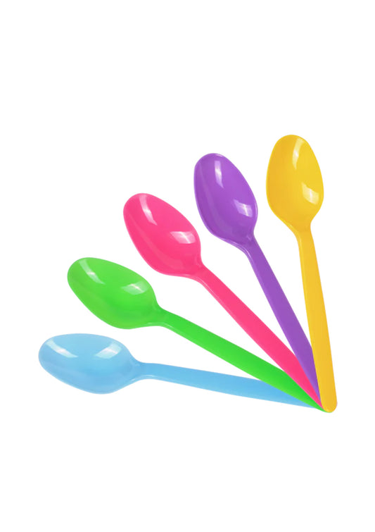 Plastic Heavy Weight Tea Spoons (Rainbow)